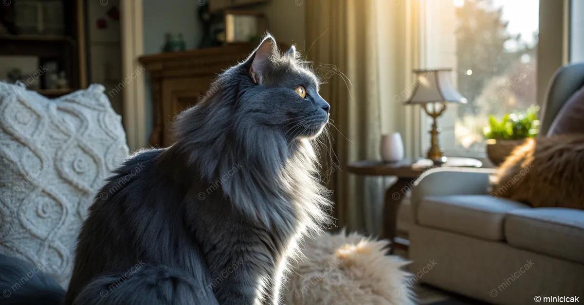 A Nebelung macska, az orosz kék fajtához kapcsolódó, gyönyörű hosszú szőrű és barátságos természetű házikedvenc, mely csendes környezetet és gondos ápolást igényel, népszerű választás a macskakedvelők körében.